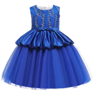 Girls Sleeveless Embroidered Princess Dress
