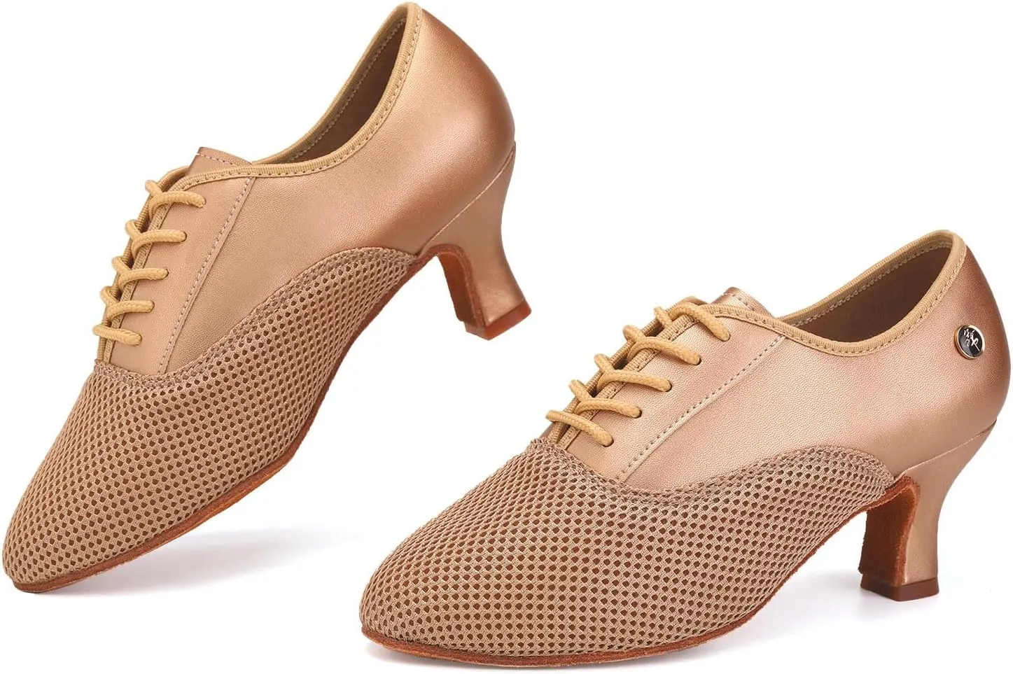 HROYL Women Ballroom Dance Shoes Lace-up Latin Salsa Rhythm Modern Teaching Practice Performance Dancing Shoes