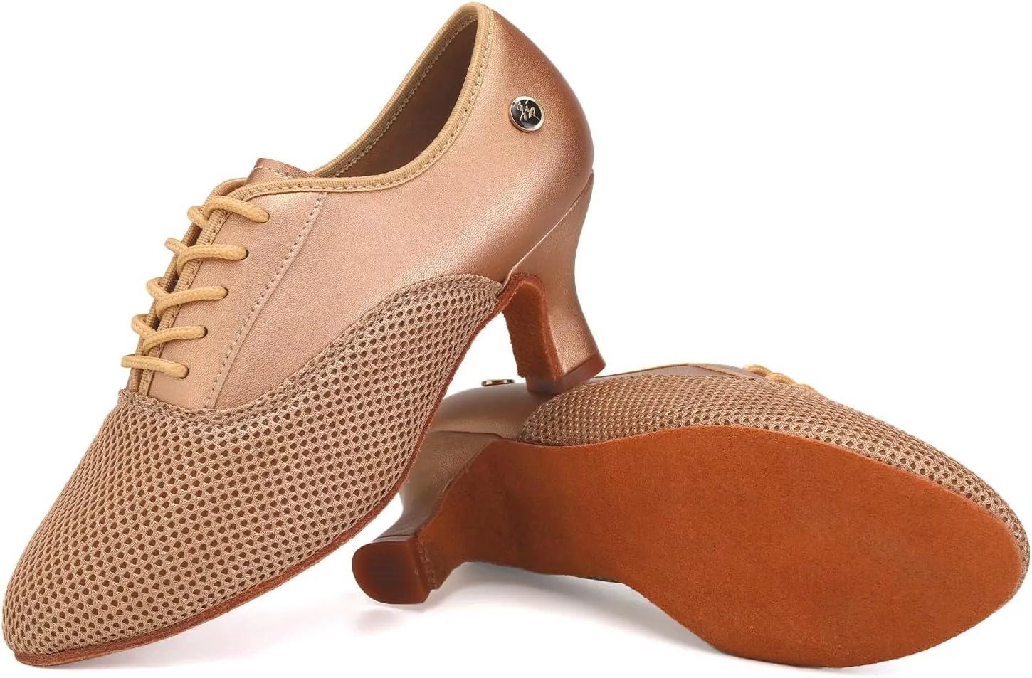 HROYL Women Ballroom Dance Shoes Lace-up Latin Salsa Rhythm Modern Teaching Practice Performance Dancing Shoes