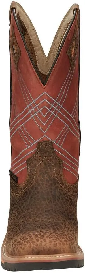 Justin Boot Company Men's Stampede Hybred Dalhart Brown Waterproof Soft Toe Work Boot