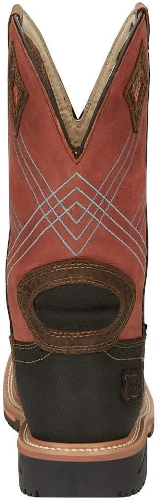 Justin Boot Company Men's Stampede Hybred Dalhart Brown Waterproof Soft Toe Work Boot