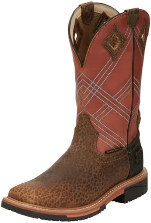 Justin Boot Company Men's Stampede Hybred Dalhart Brown Waterproof Soft Toe Work Boot