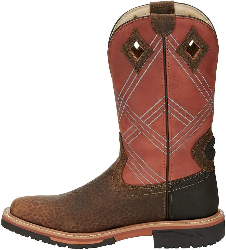 Justin Boot Company Men's Stampede Hybred Dalhart Brown Waterproof Soft Toe Work Boot