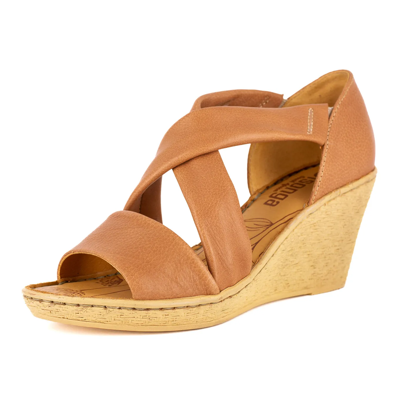 Lekuza : Ladies High-Heeled Leather Sandal in Tan Vintage