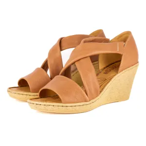 Lekuza : Ladies High-Heeled Leather Sandal in Tan Vintage