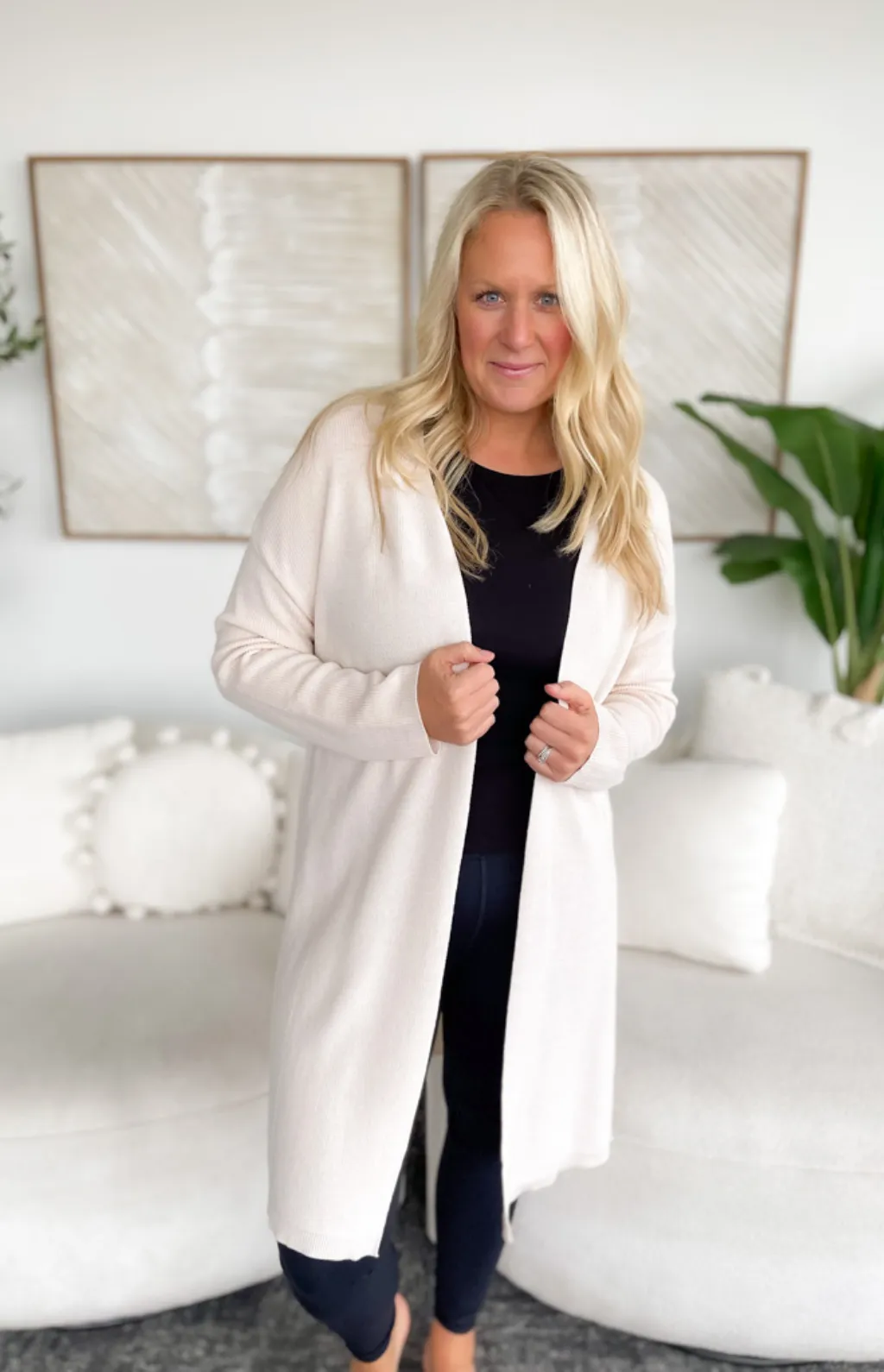 Lia Open Front Knit Cardigan-Curvy