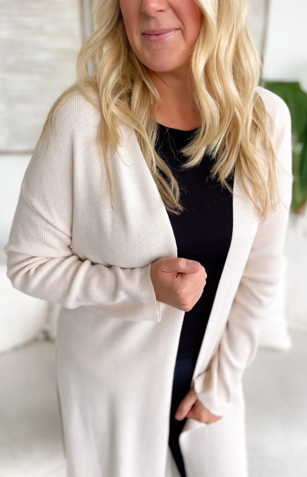 Lia Open Front Knit Cardigan-Curvy