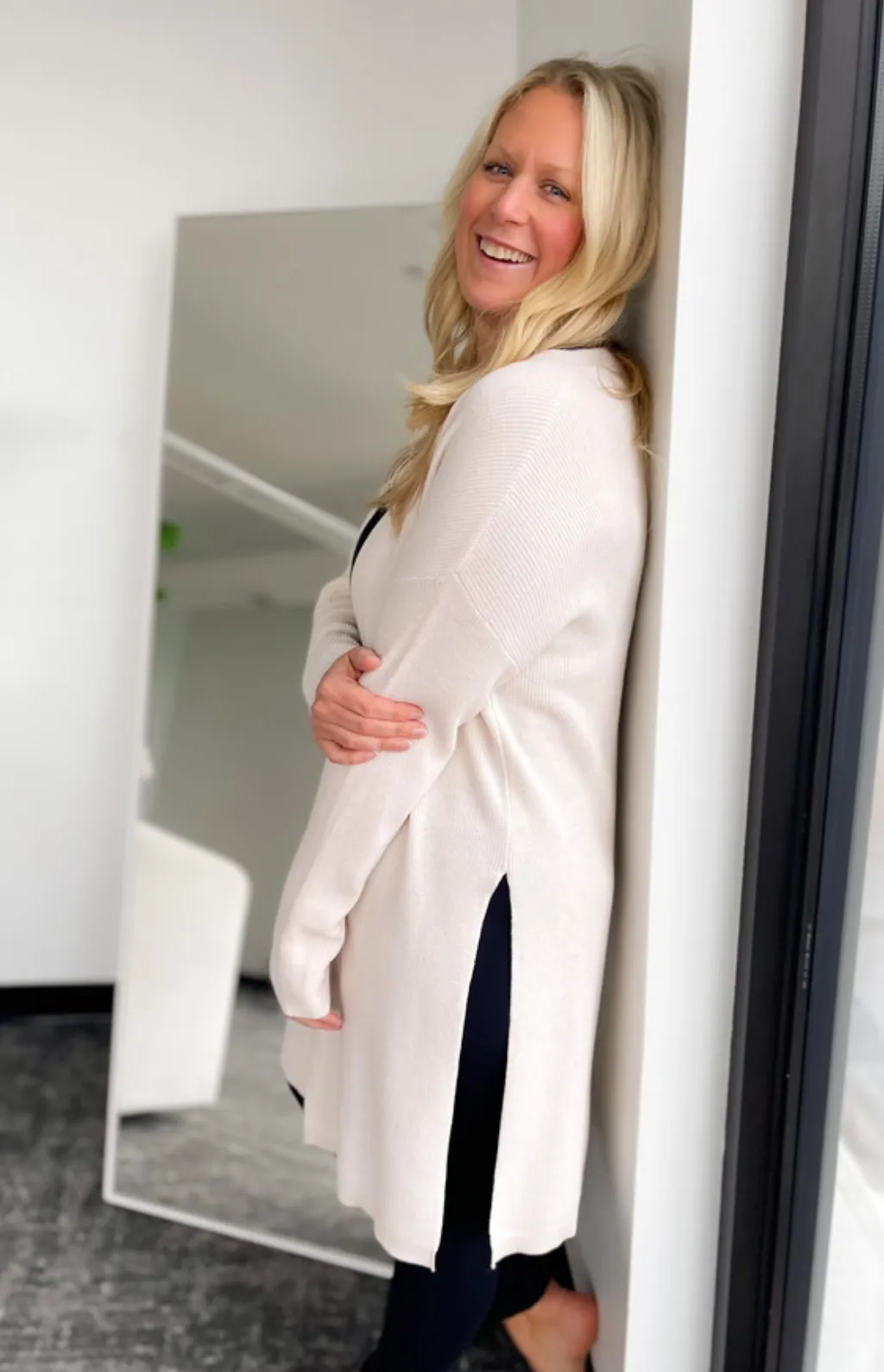 Lia Open Front Knit Cardigan-Curvy