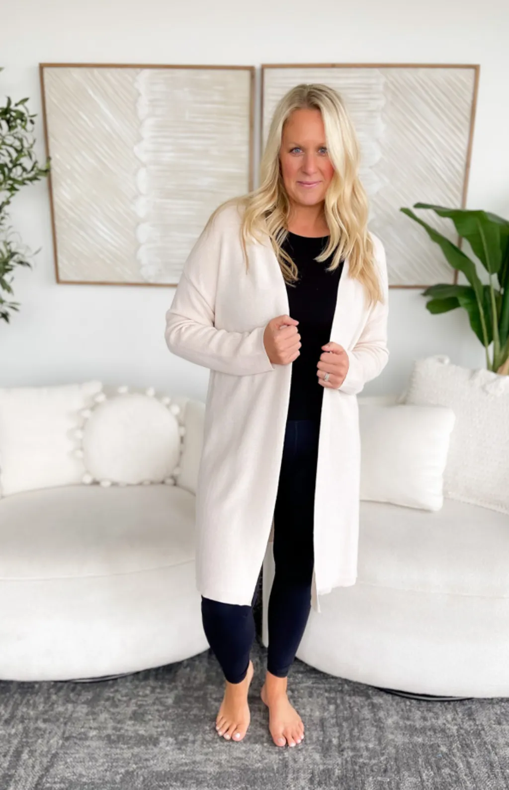 Lia Open Front Knit Cardigan-Curvy