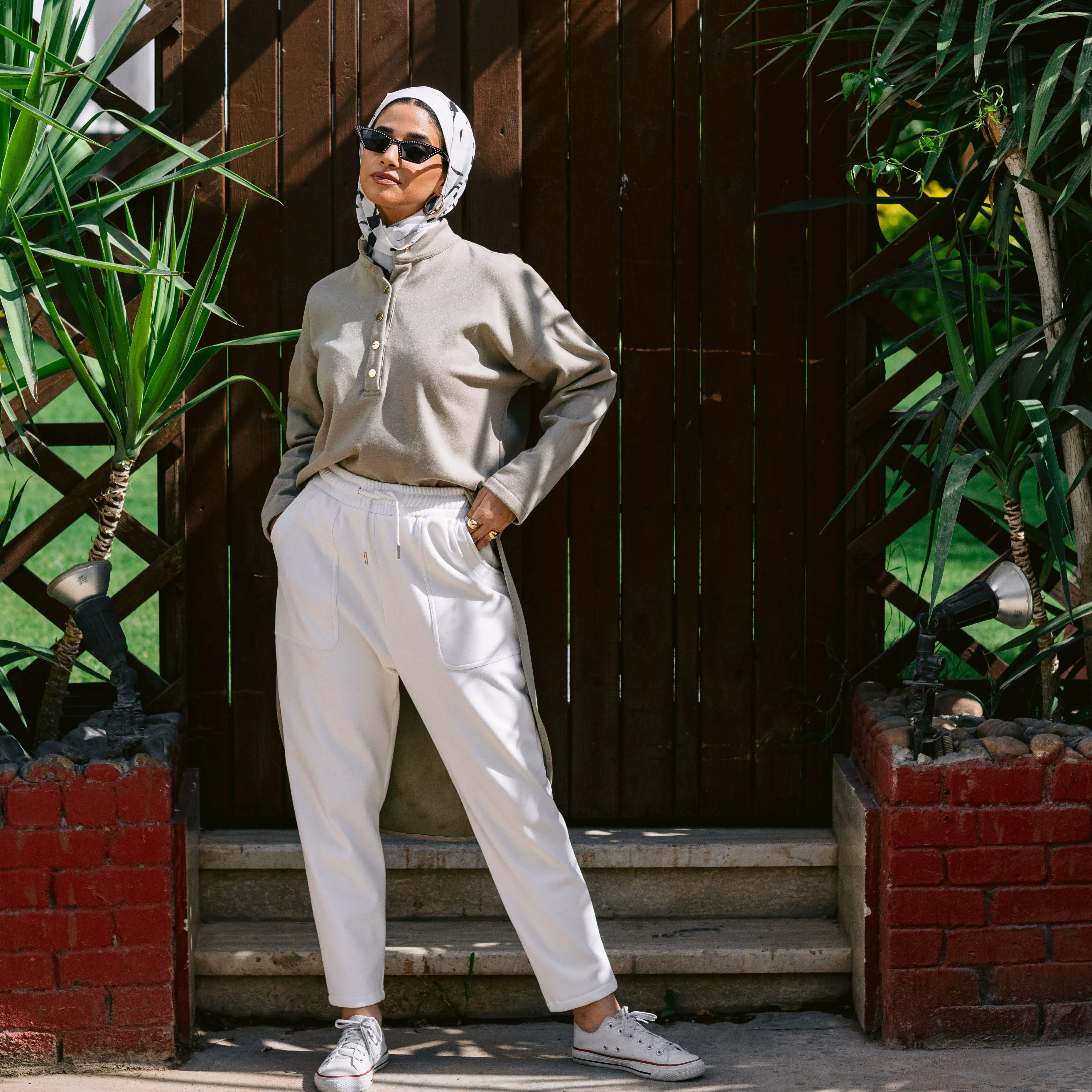 Lined milton white sweatpants