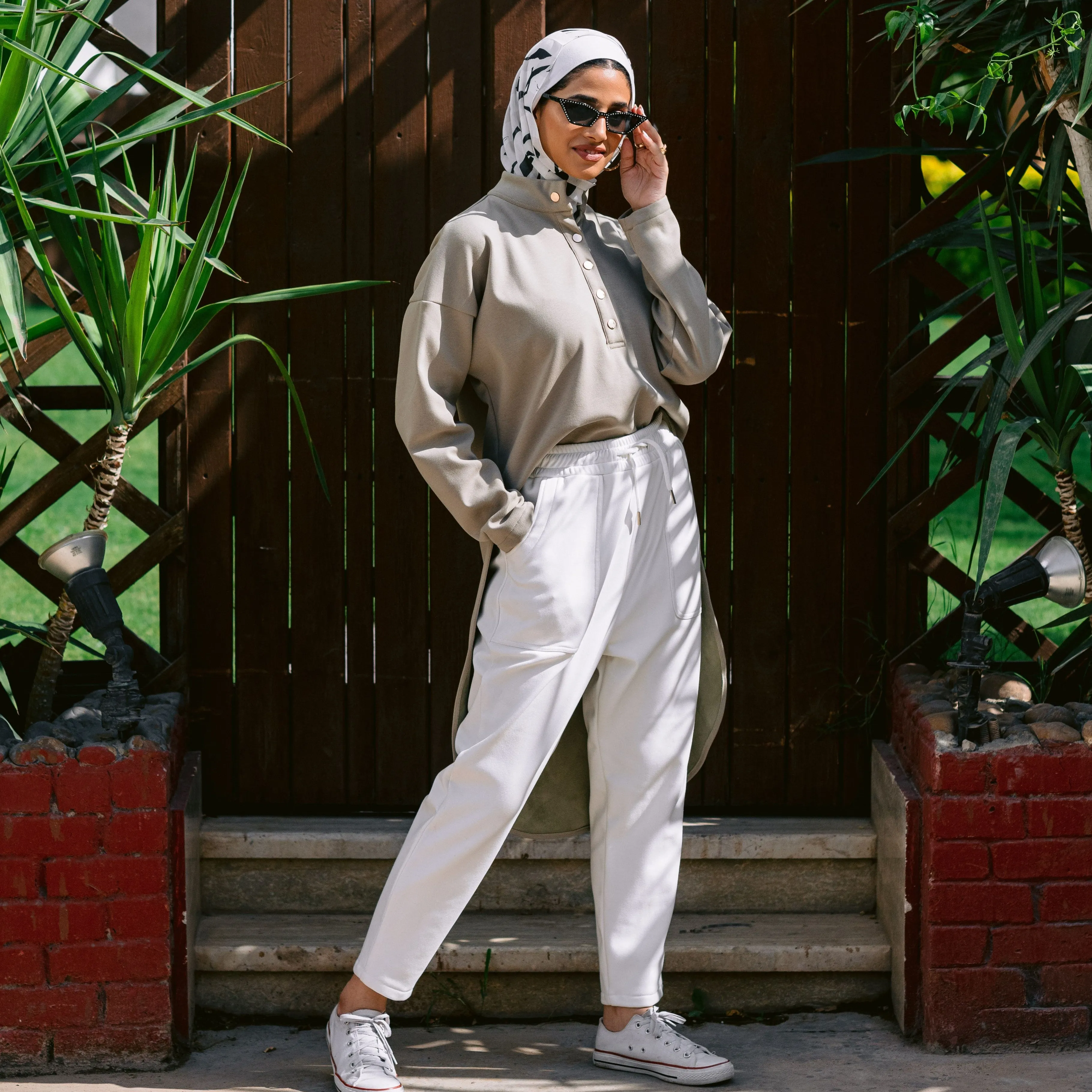 Lined milton white sweatpants