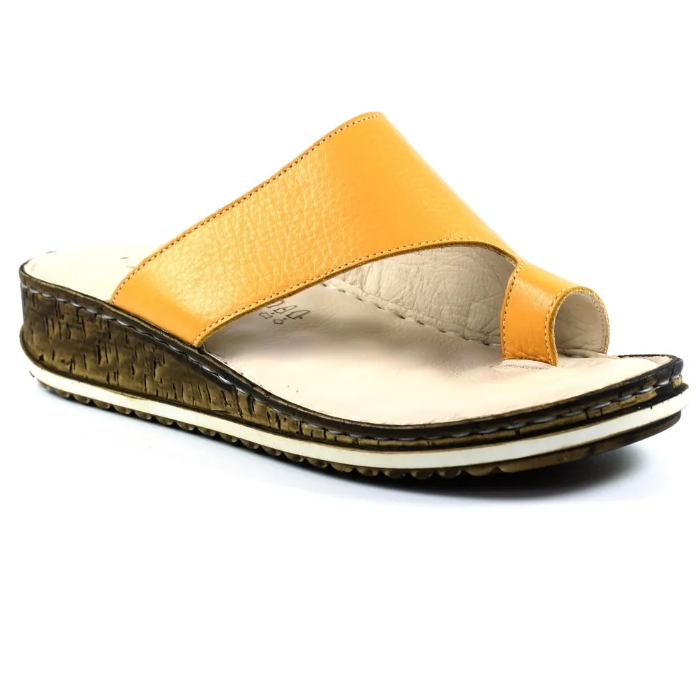Lunar Women's JLD050 Shore Leather Sandals Mustard Yellow
