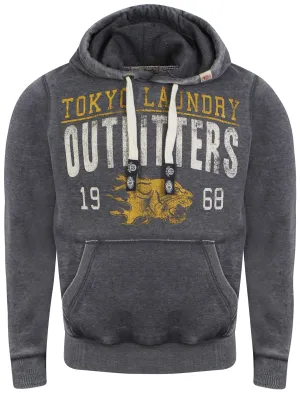 Men's cracked print design navy hoodie - Tokyo Laundry