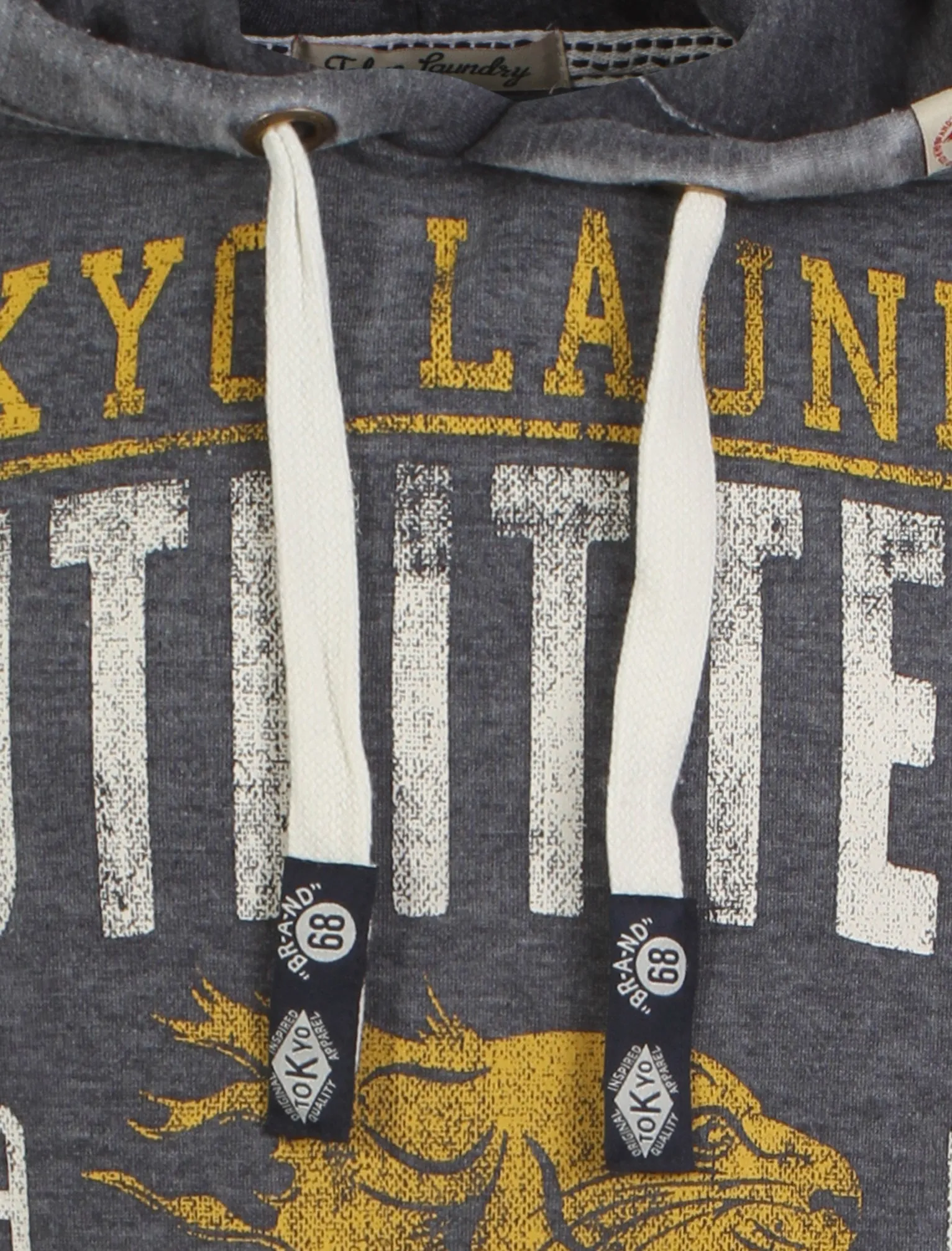 Men's cracked print design navy hoodie - Tokyo Laundry