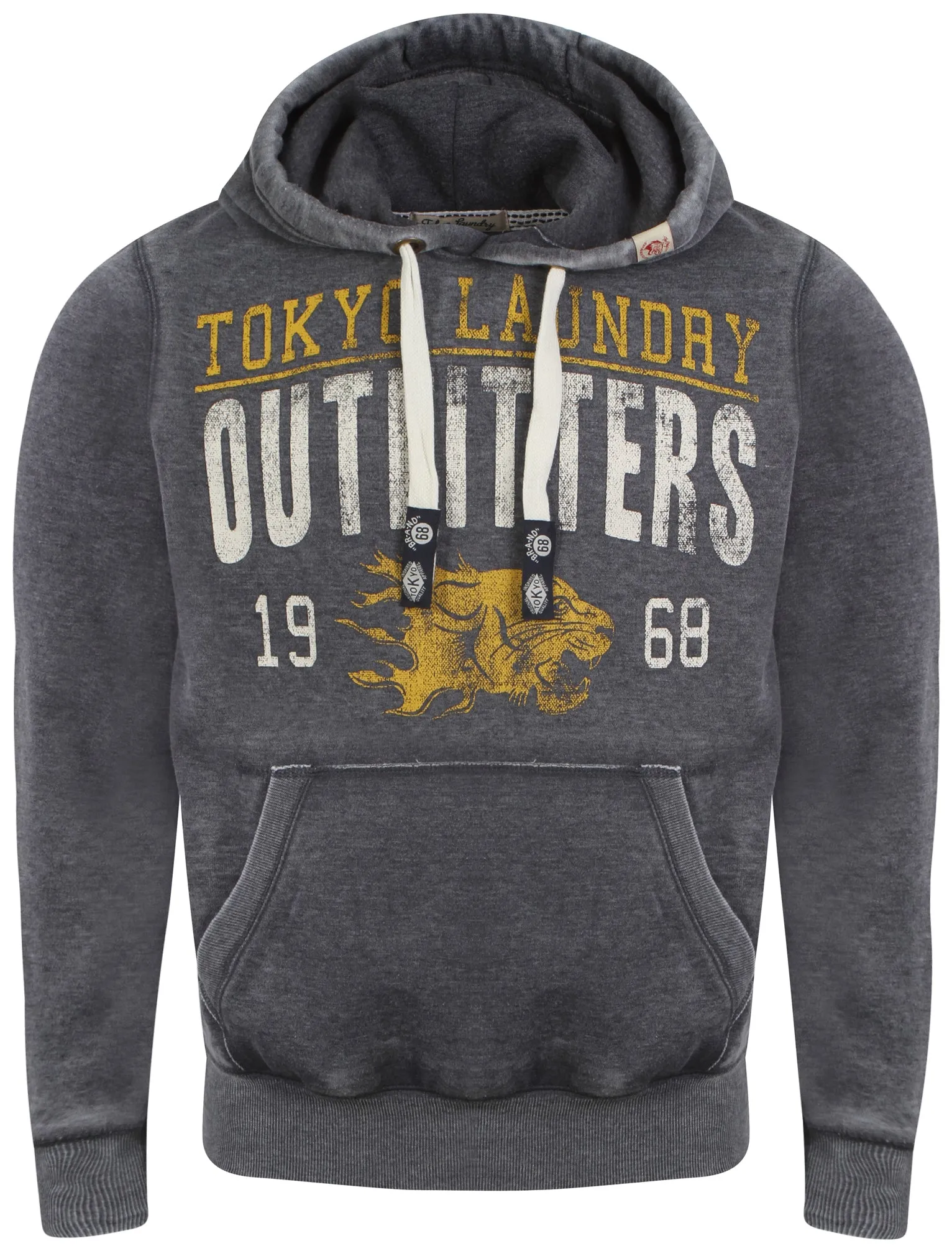 Men's cracked print design navy hoodie - Tokyo Laundry
