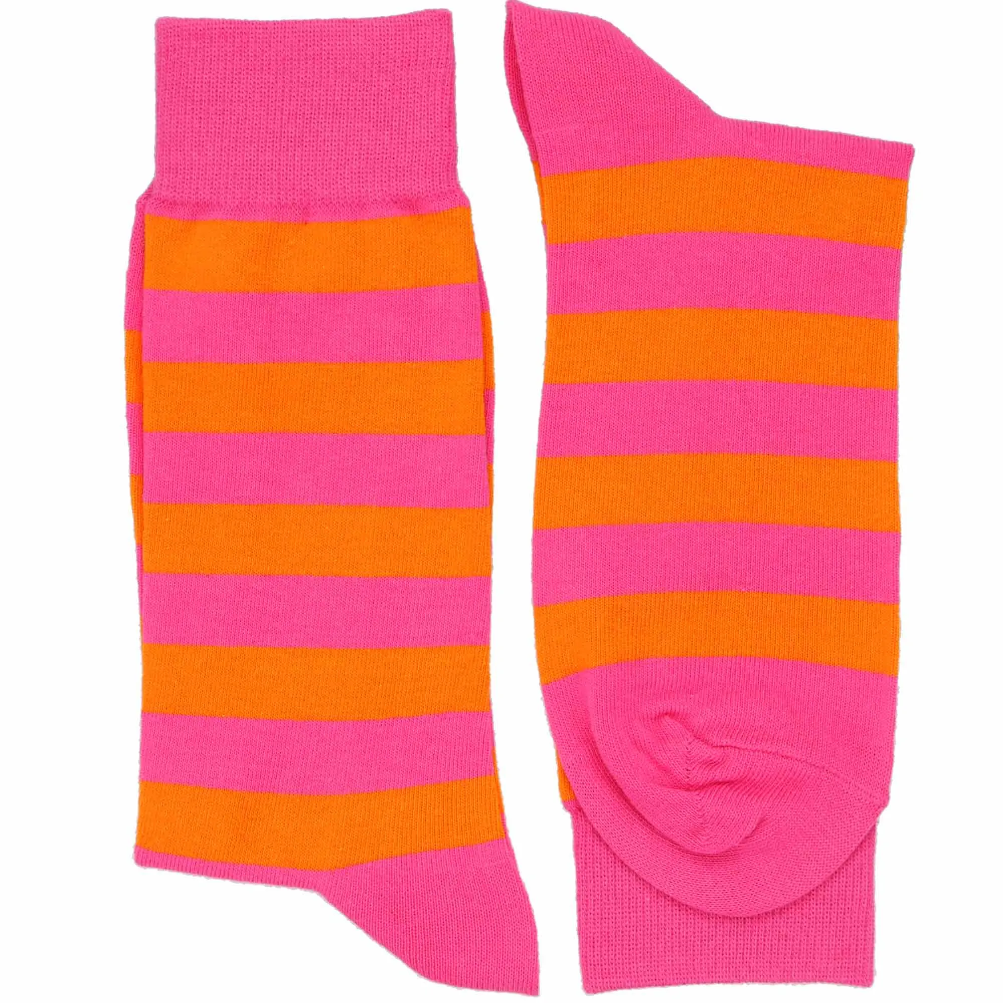 Men's Hot Pink and Orange Striped Socks