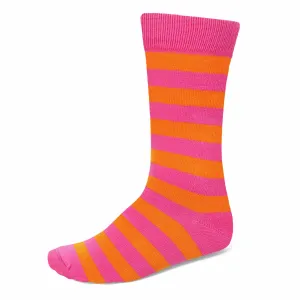 Men's Hot Pink and Orange Striped Socks