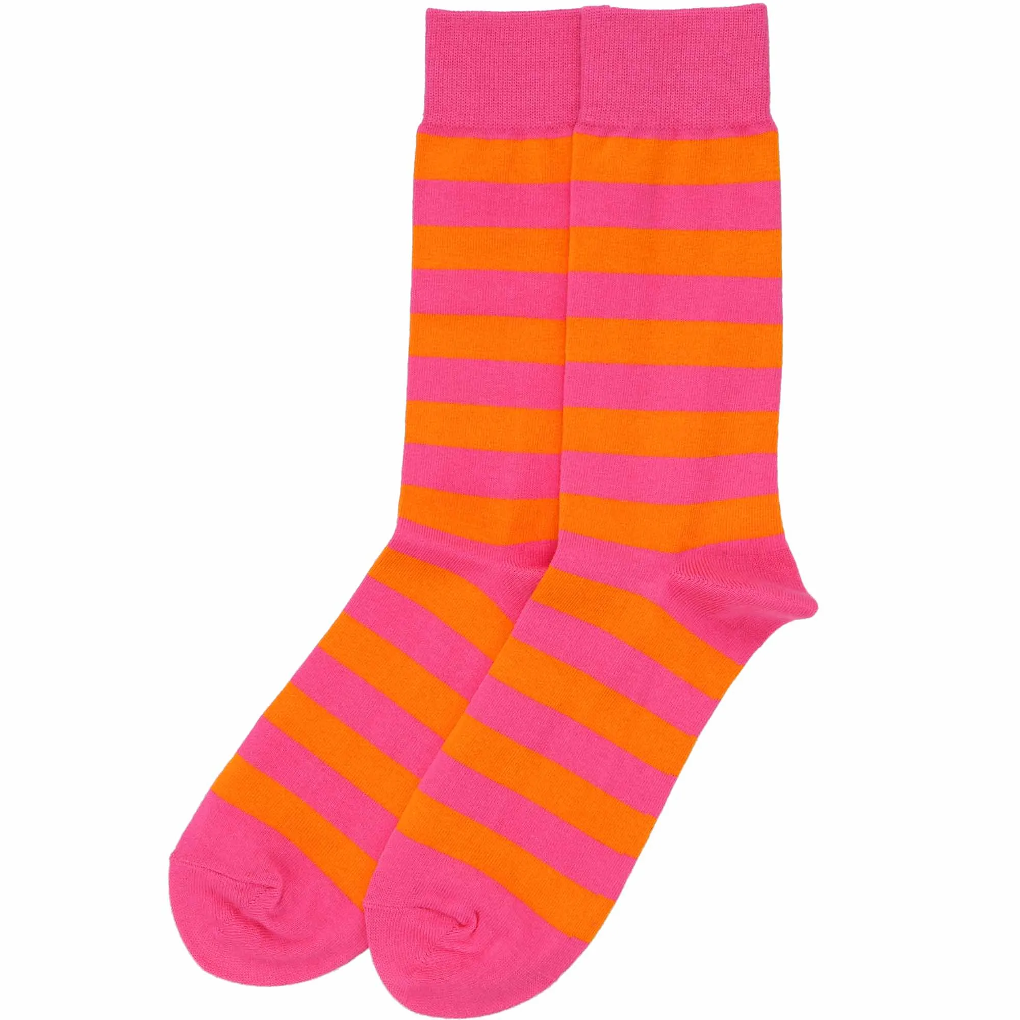 Men's Hot Pink and Orange Striped Socks