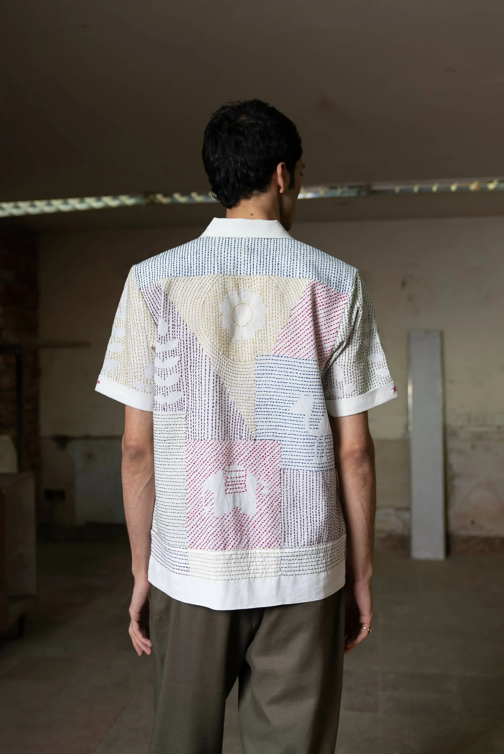 Multicolor Kantha Camp Shirt