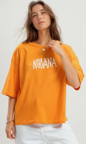O189241 Elbow-Sleeves Summer Hot Orange Loose Tee