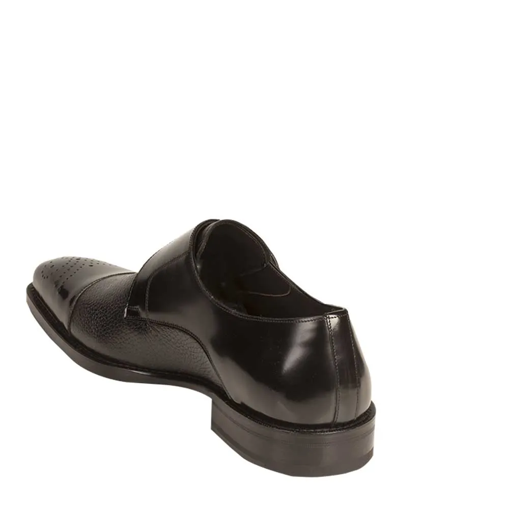 Phoenix By Mezlan Men's Black Shoe Cap Toe Monk Strap Leather