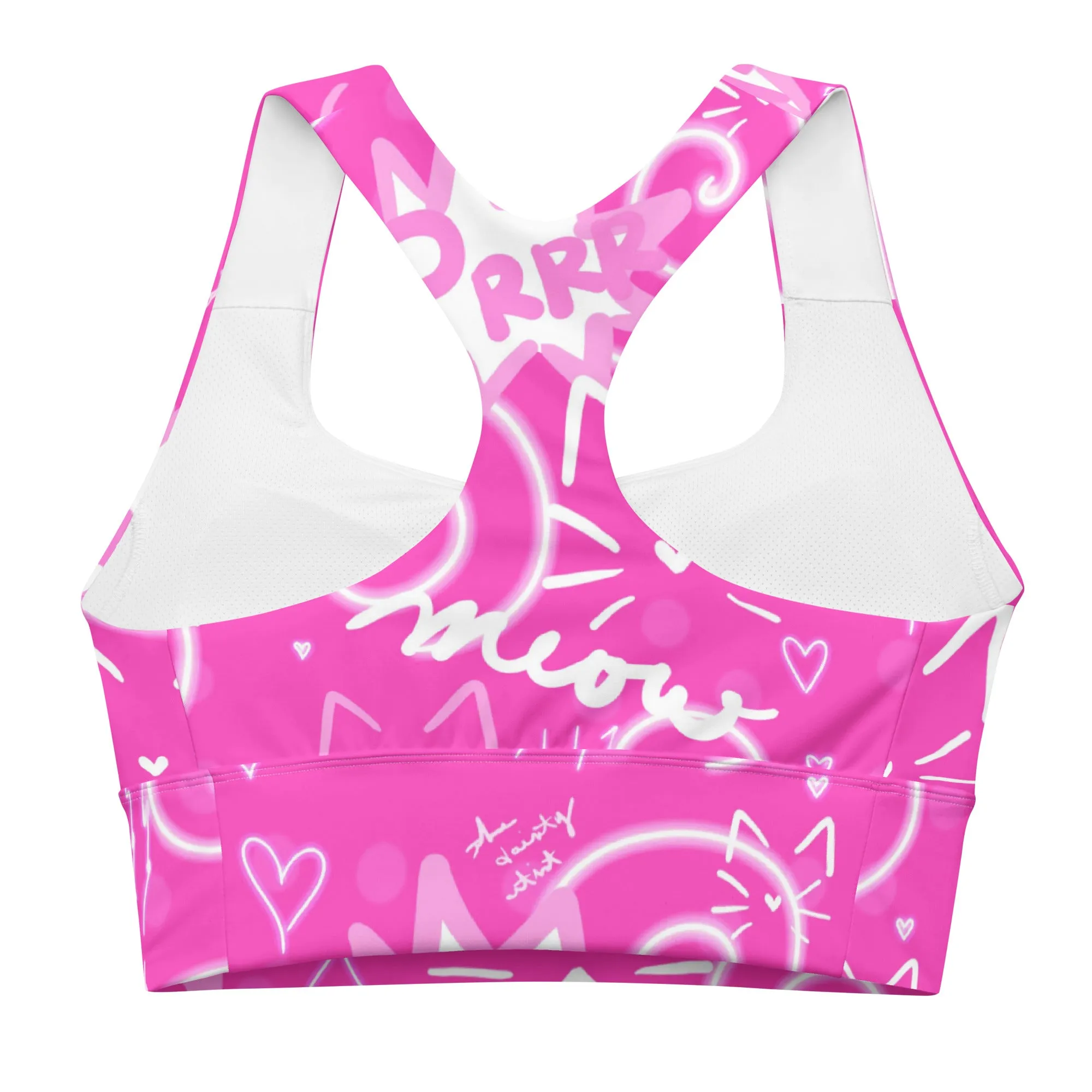 Pink Kitty Longline sports bra