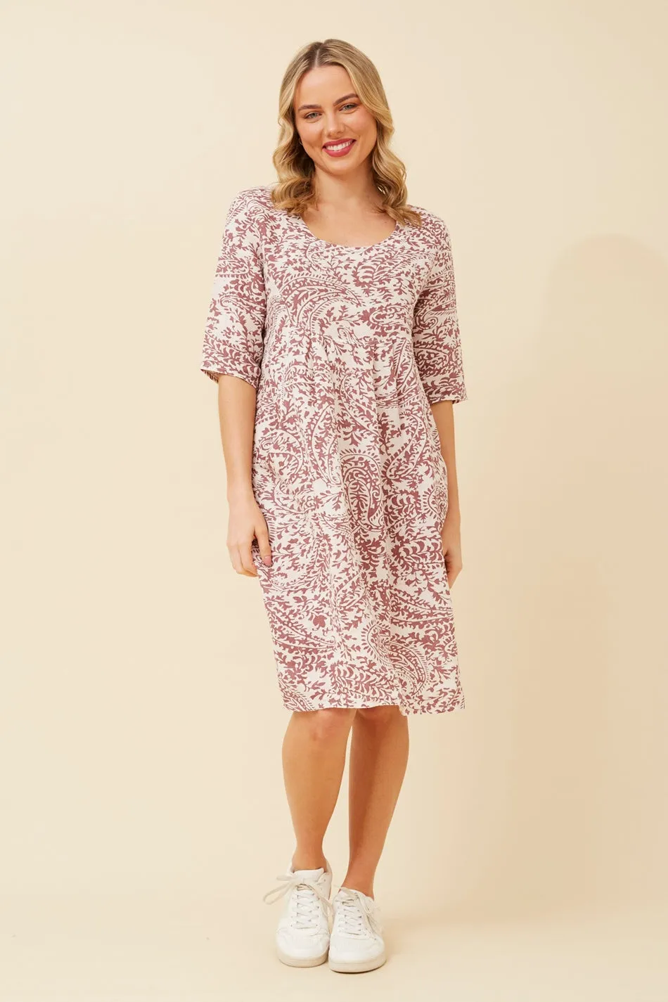 PISA PAISLEY PRINT LINEN DRESS