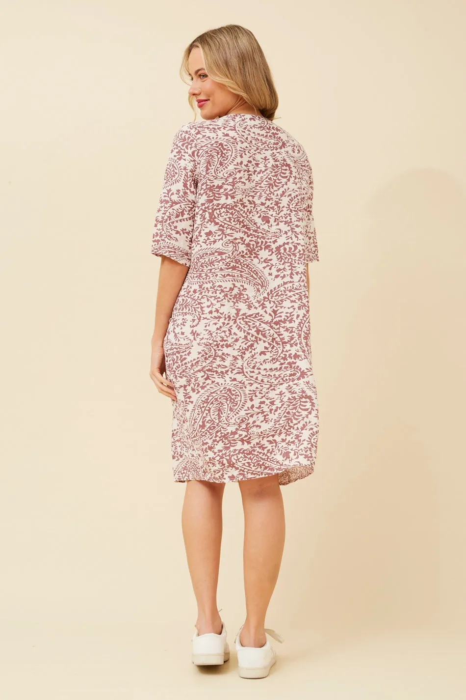 PISA PAISLEY PRINT LINEN DRESS