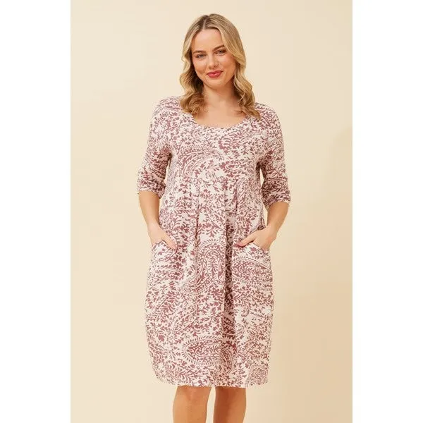 PISA PAISLEY PRINT LINEN DRESS