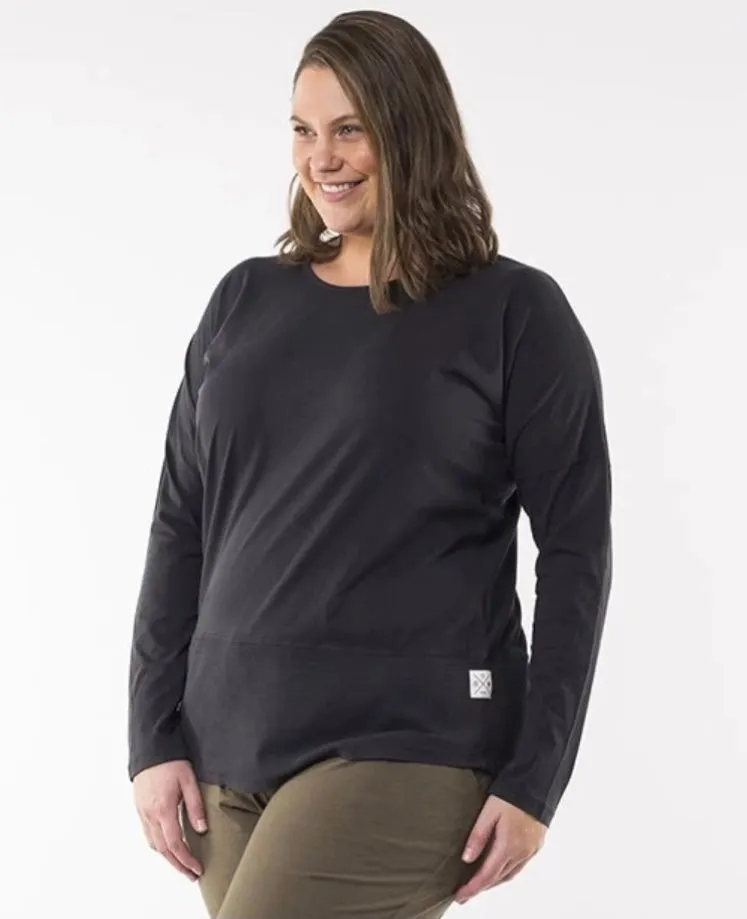 Plus Size Rib Long Sleeve Tee - Black
