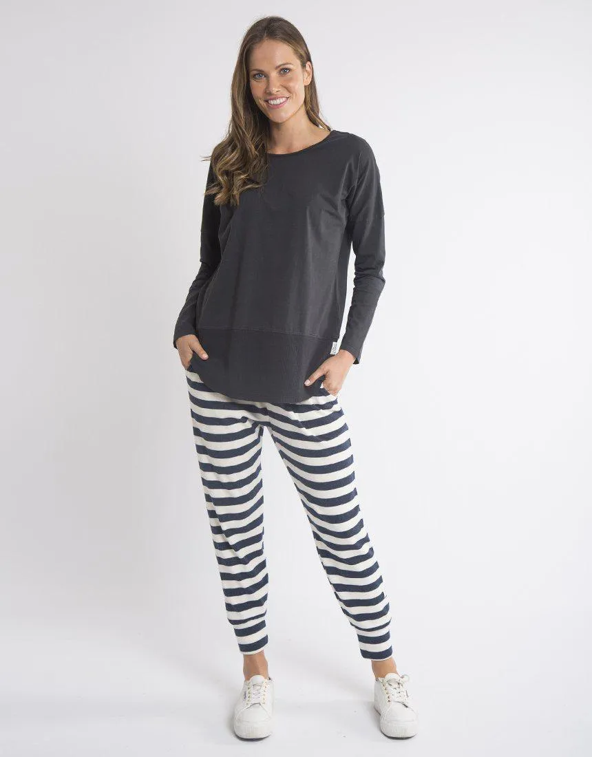 Plus Size Rib Long Sleeve Tee - Black