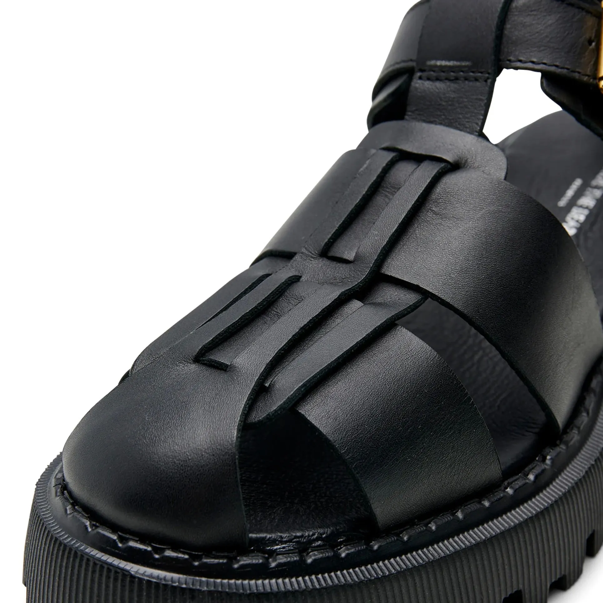 Posey Fisherman Black Leather Sandal
