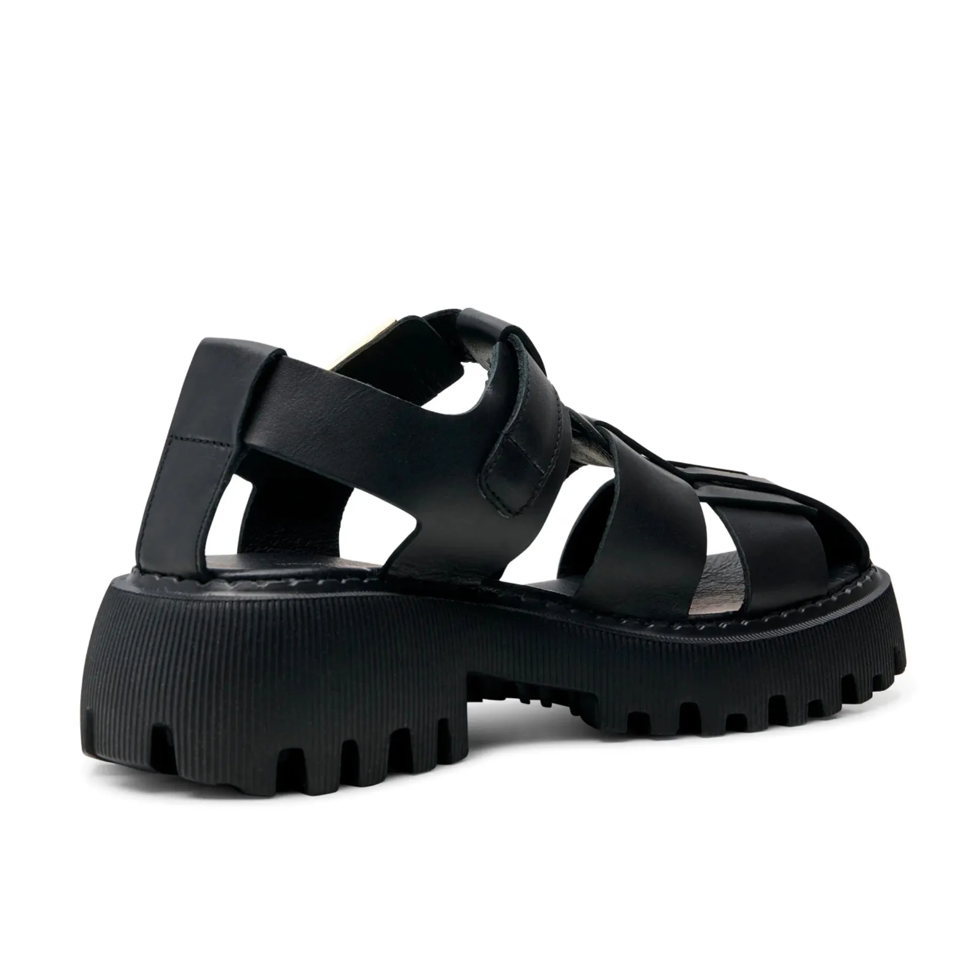 Posey Fisherman Black Leather Sandal