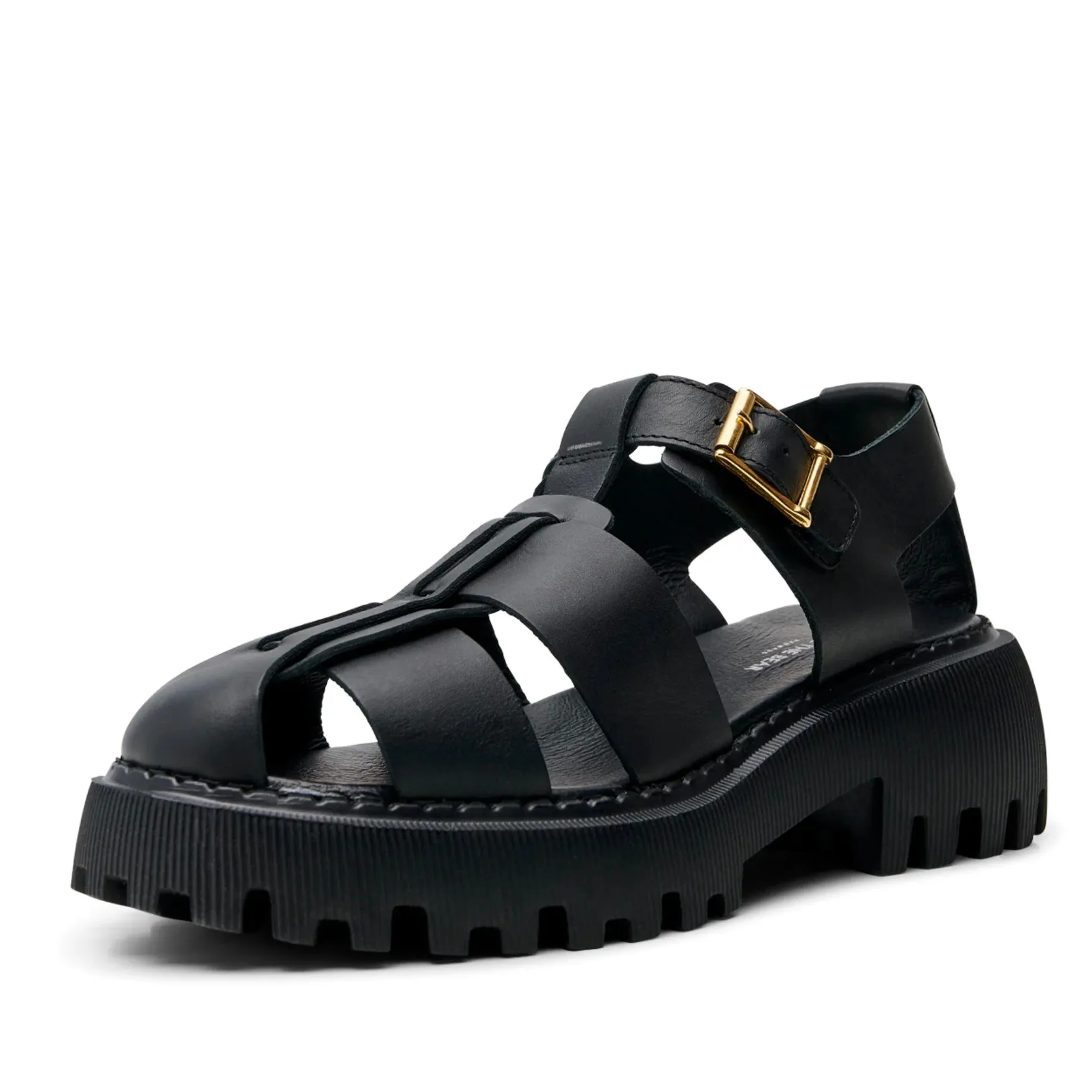 Posey Fisherman Black Leather Sandal
