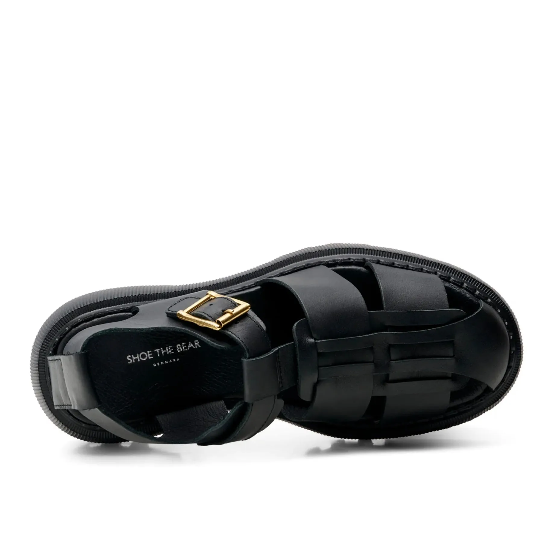 Posey Fisherman Black Leather Sandal