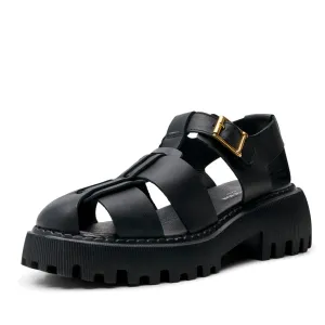 Posey Fisherman Black Leather Sandal