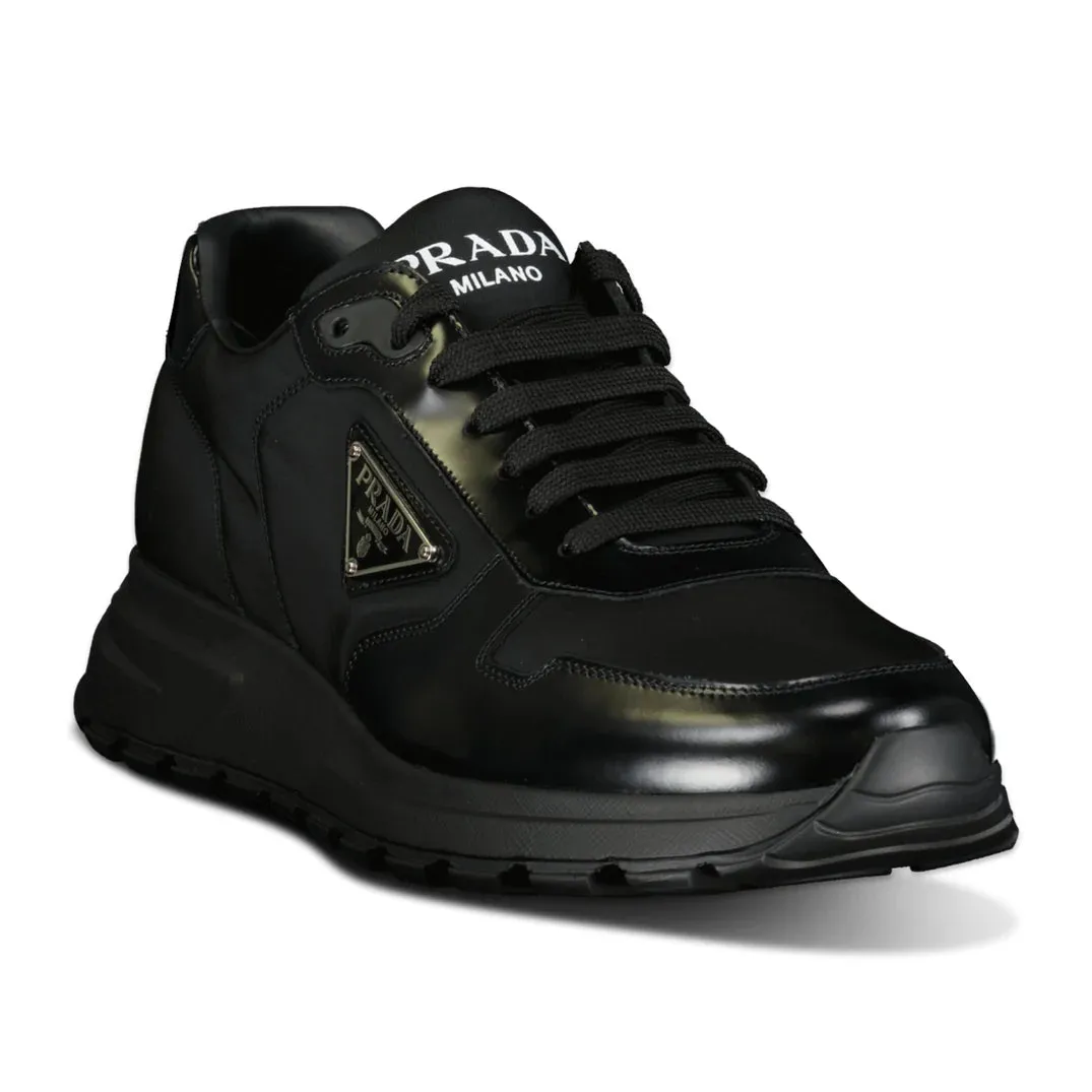 Prax 01 Triangle Logo Leather Trainers Black