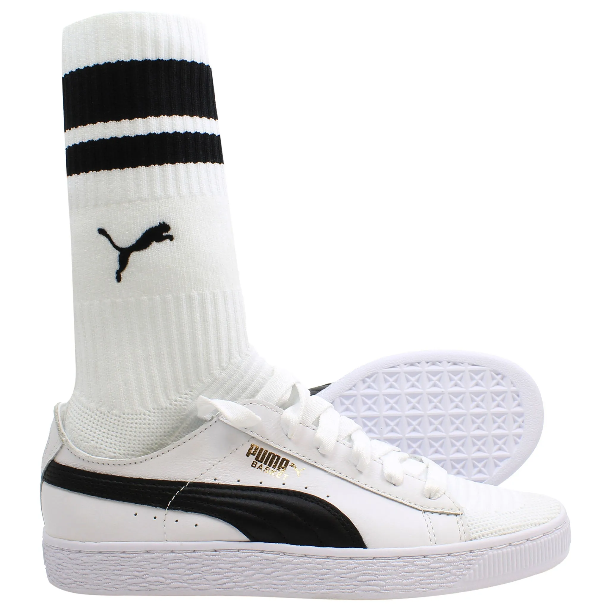 Puma Basket Sock Style Womens White Trainers