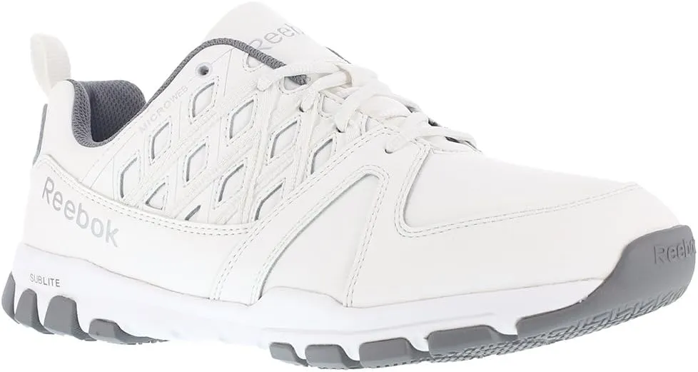 Reebok Work Men's RB4015 Sublite Athletic Soft Toe Work Shoe Black with Grey Trim Safety