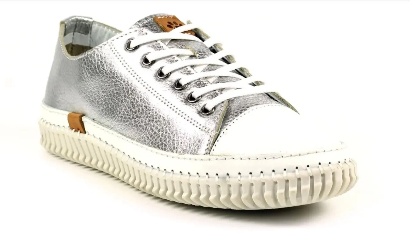 Silver Leather Trainer - Lazy Dogz