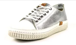 Silver Leather Trainer - Lazy Dogz