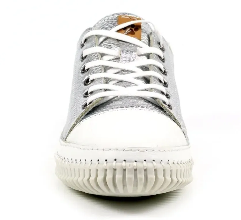 Silver Leather Trainer - Lazy Dogz