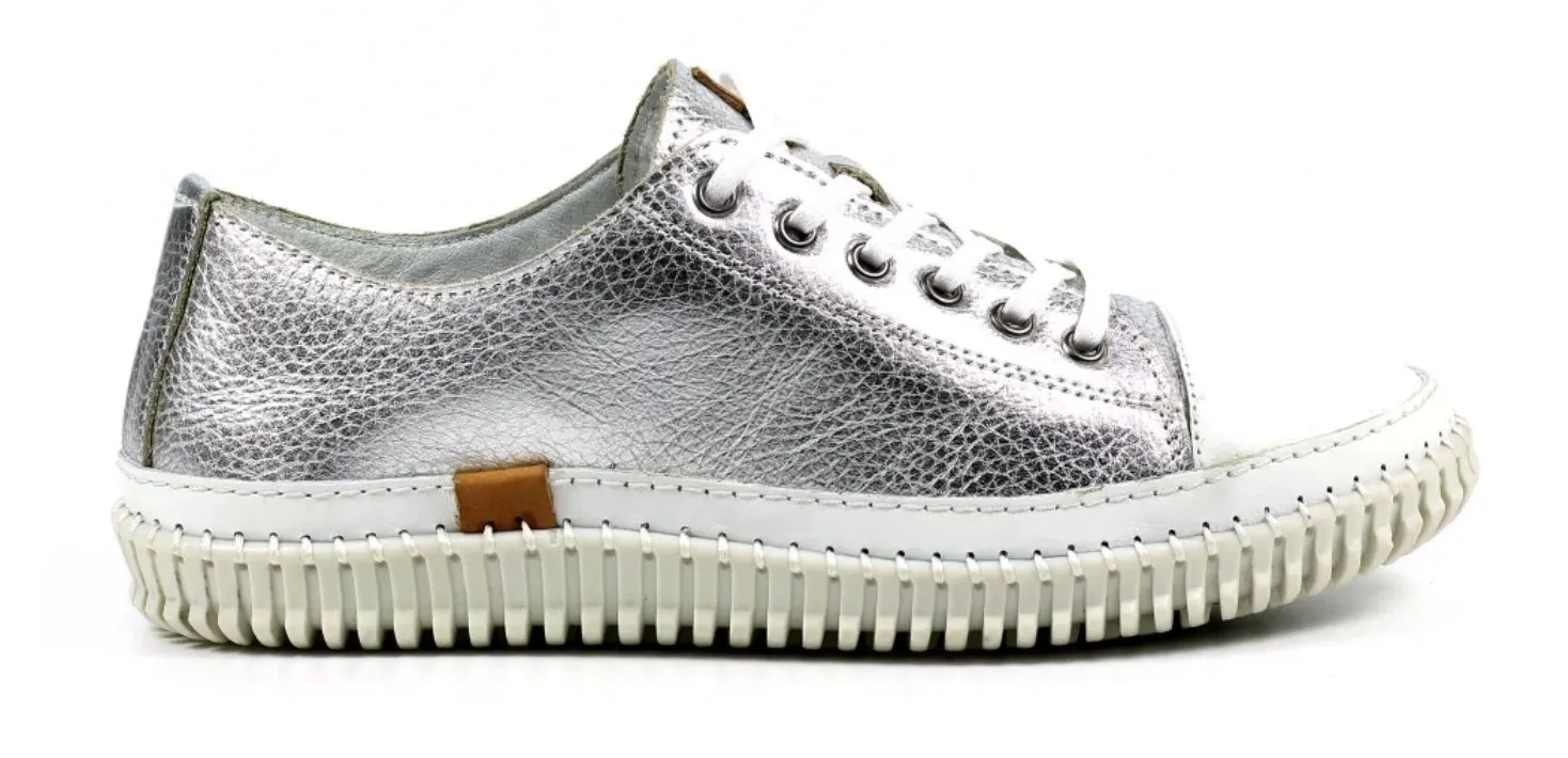 Silver Leather Trainer - Lazy Dogz