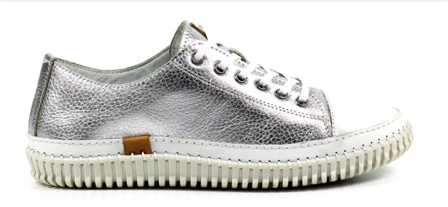 Silver Leather Trainer - Lazy Dogz