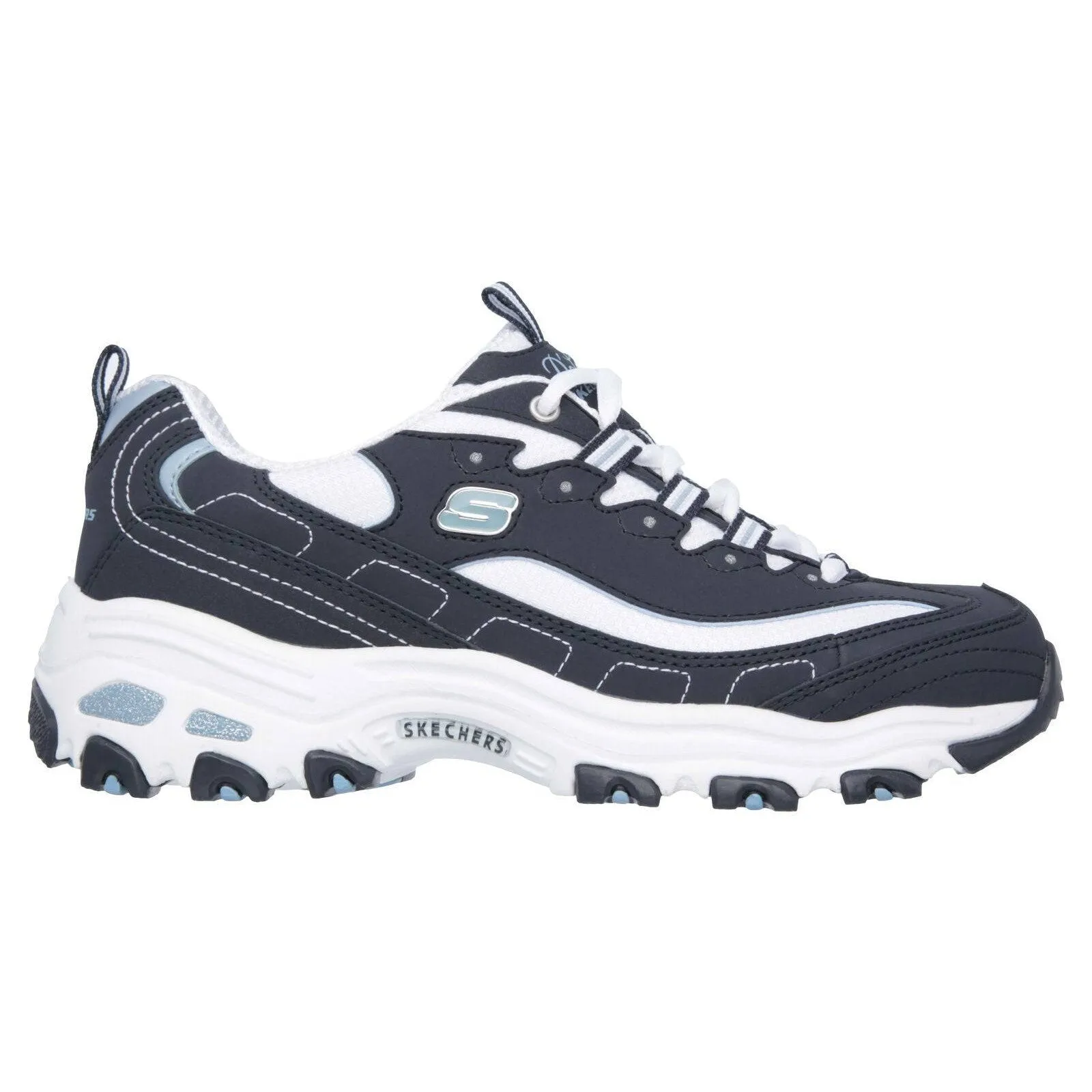 Skechers 11930 D'Lites Navy White Lace Up Platform Trainers
