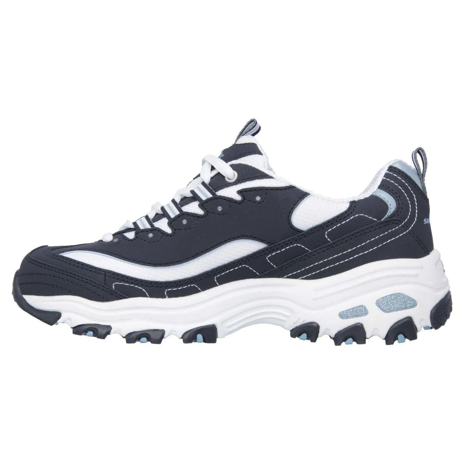 Skechers 11930 D'Lites Navy White Lace Up Platform Trainers