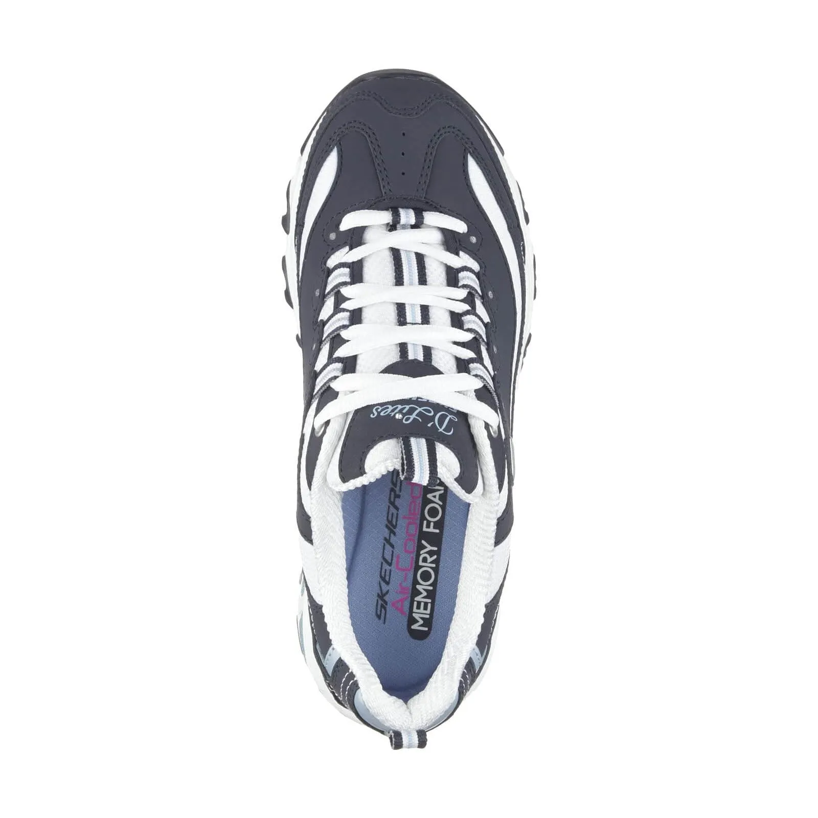 Skechers 11930 D'Lites Navy White Lace Up Platform Trainers
