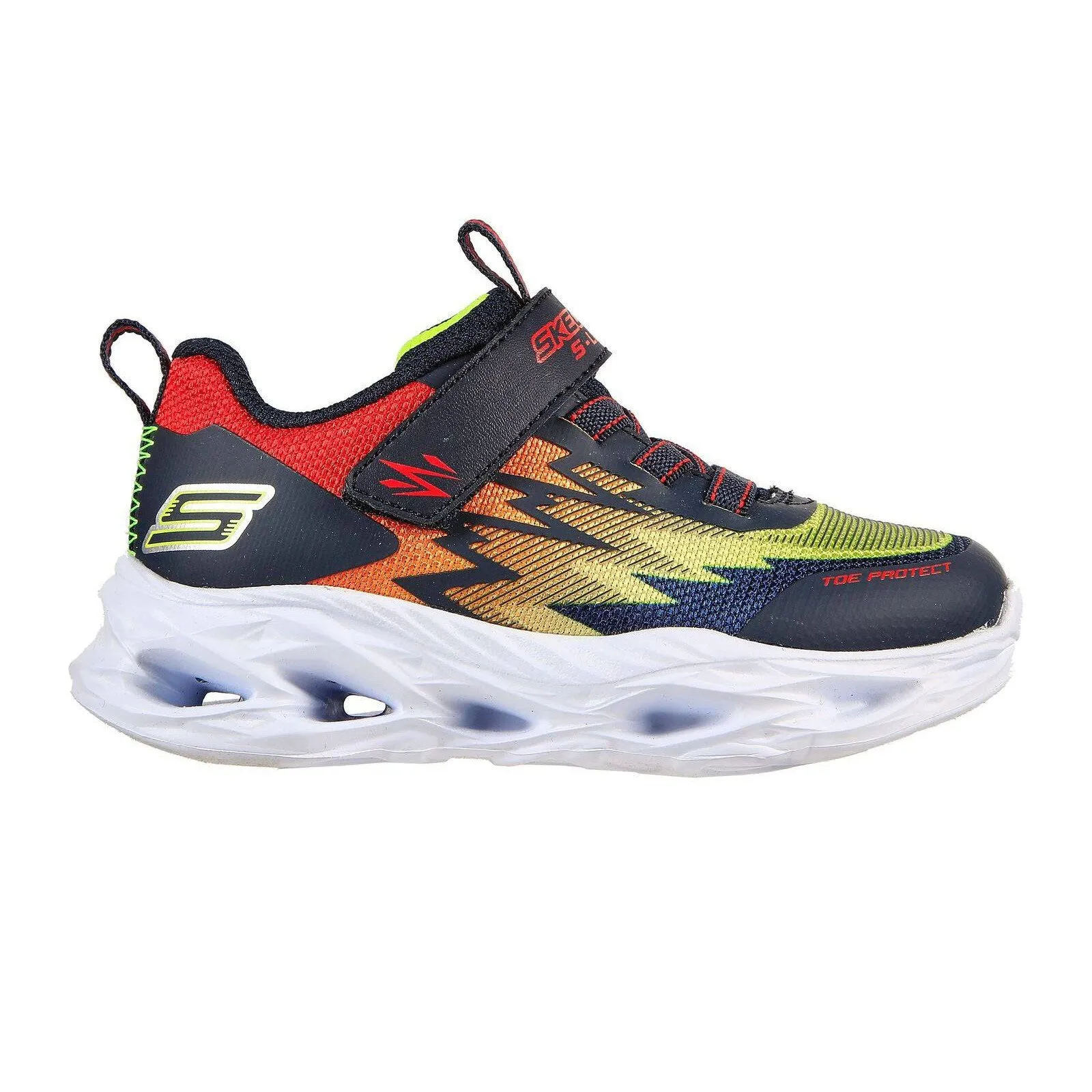 Skechers 400600N S Lights Vortex Flash Zorent Boys Navy Multi Textile Touch Fastening Trainers