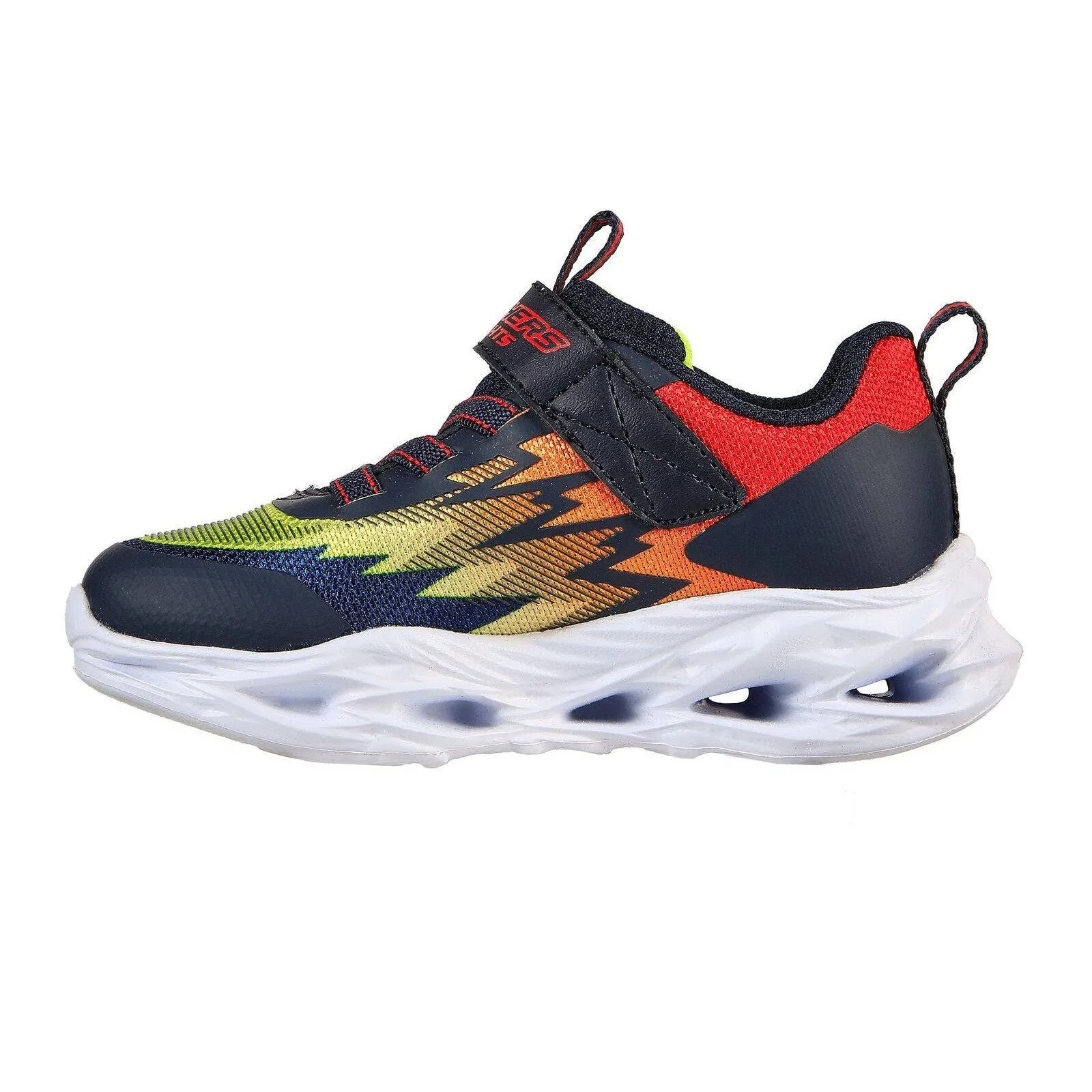 Skechers 400600N S Lights Vortex Flash Zorent Boys Navy Multi Textile Touch Fastening Trainers