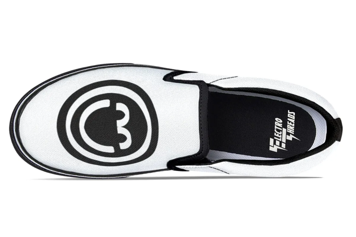 Smile Patch Black White Slip on Shoes